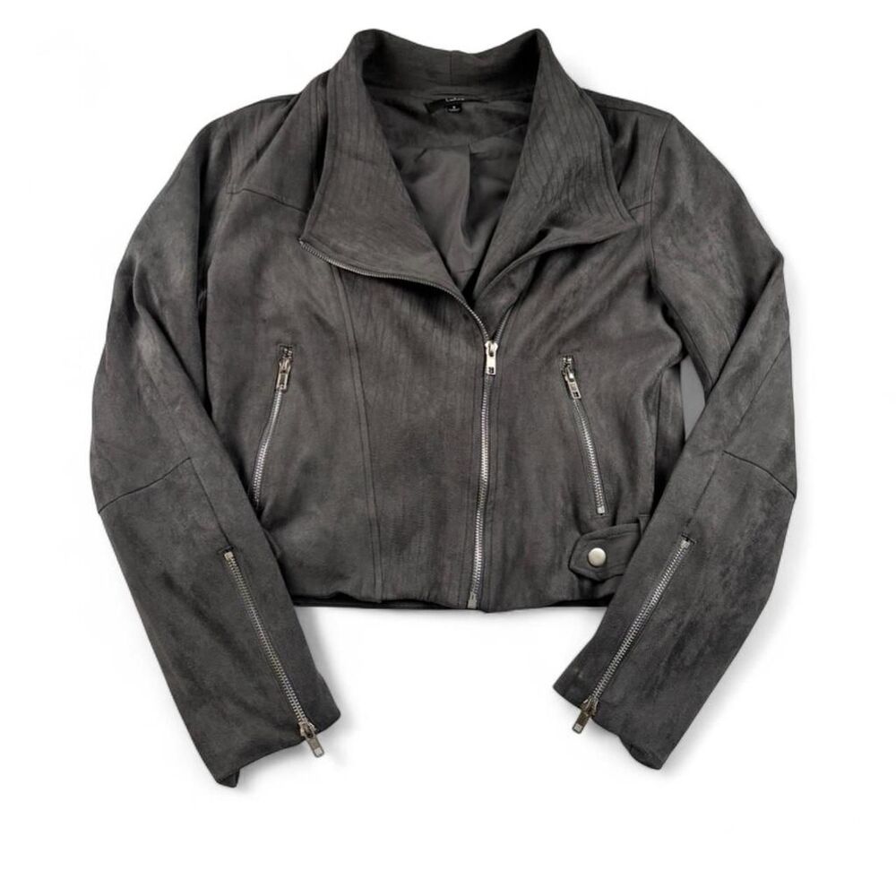 Lulus Women’s Gray Suede Moto Jacket Size Small Biker Style